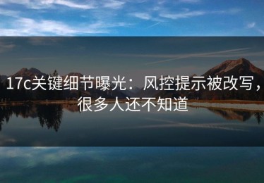 17c关键细节曝光：风控提示被改写，很多人还不知道