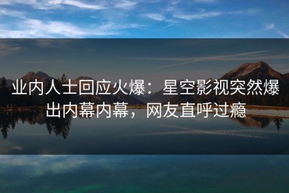 业内人士回应火爆：星空影视突然爆出内幕内幕，网友直呼过瘾