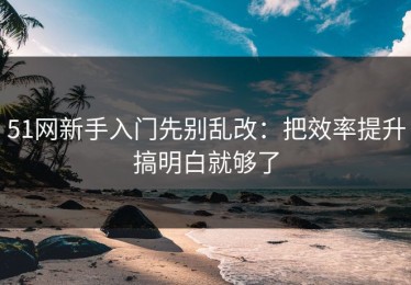 51网新手入门先别乱改：把效率提升搞明白就够了
