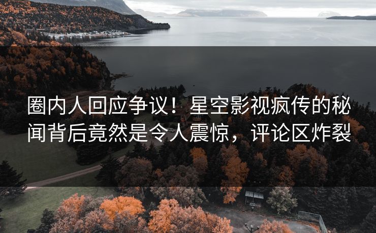 圈内人回应争议！星空影视疯传的秘闻背后竟然是令人震惊，评论区炸裂