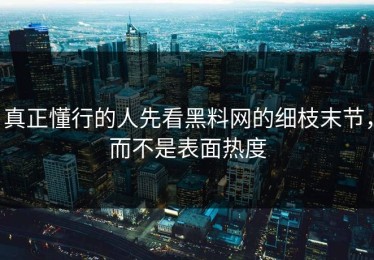 真正懂行的人先看黑料网的细枝末节，而不是表面热度