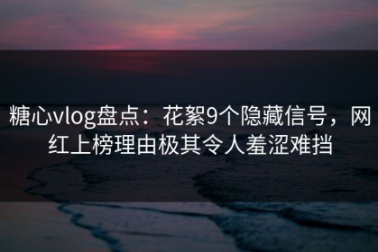糖心vlog盘点：花絮9个隐藏信号，网红上榜理由极其令人羞涩难挡