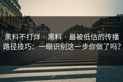 黑料不打烊 · 黑料 · 最被低估的传播路径技巧：一眼识别这一步你做了吗？