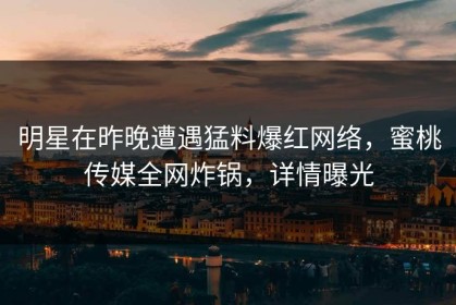 明星在昨晚遭遇猛料爆红网络，蜜桃传媒全网炸锅，详情曝光