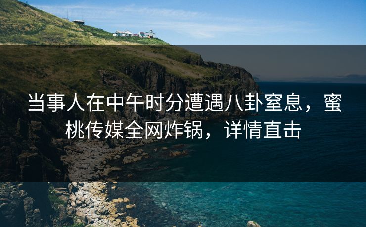 当事人在中午时分遭遇八卦窒息，蜜桃传媒全网炸锅，详情直击